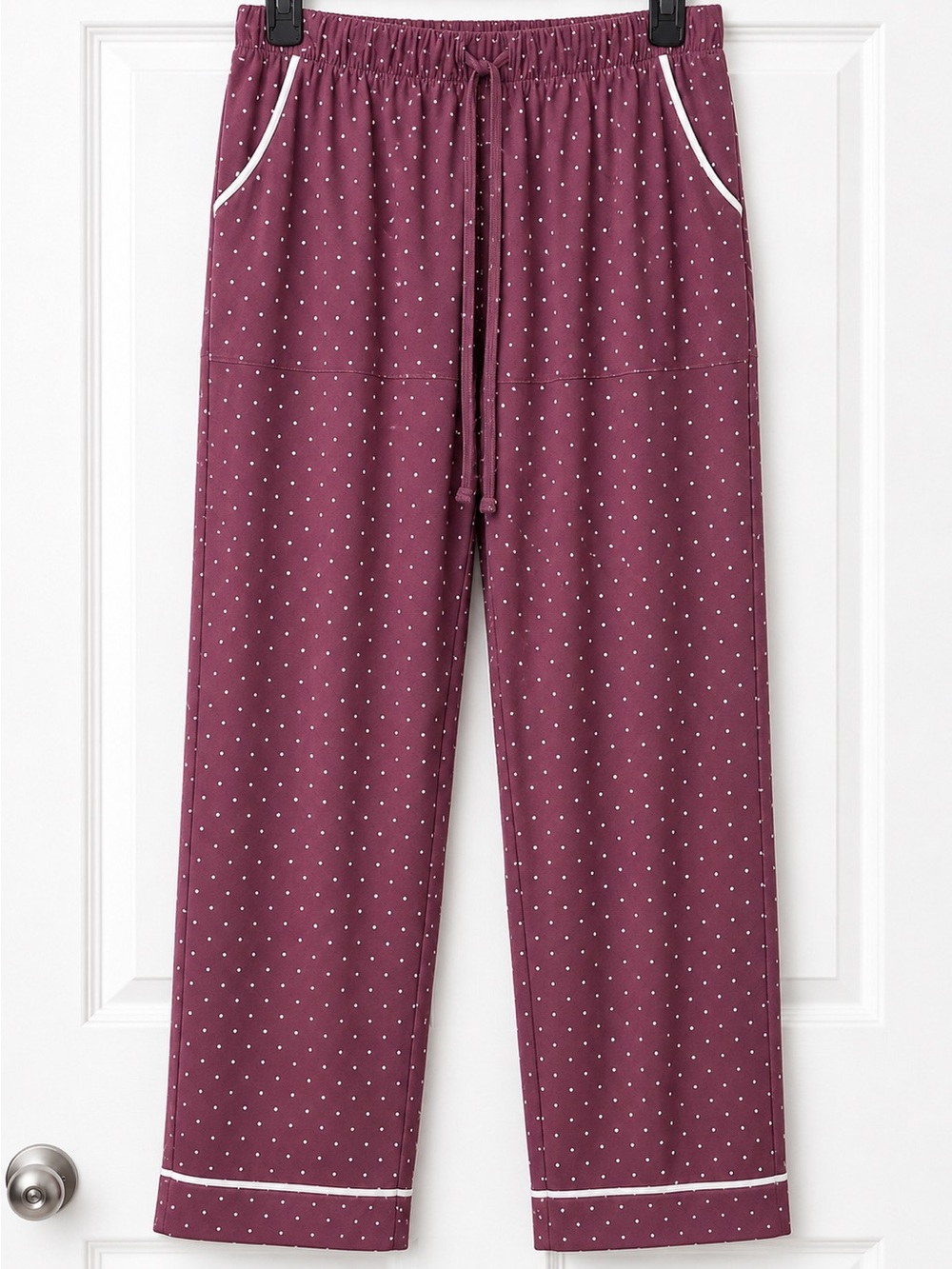Lucky Brand Plum Polka Dot Pajama Pants with White Trim